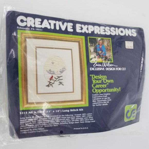 Creative Expressions All Is Calm Cross Stitch Kit Cardinal Bird Erica Wilson Art - Picture 2 of 6